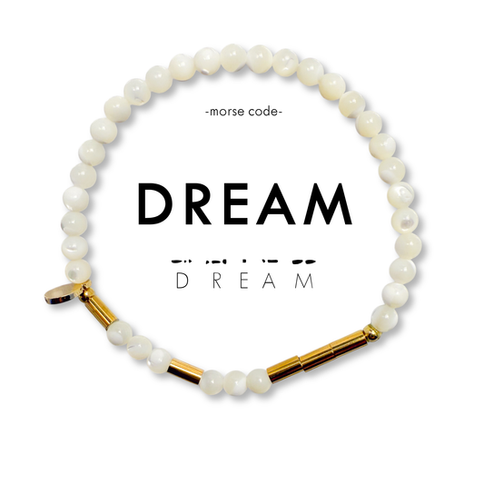Morse Code Gold & Stone Beaded Bracelet | DREAM - Jennie Dots 