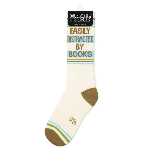 Easily Distracted By Books Gym Crew Socks - Jennie Dots 