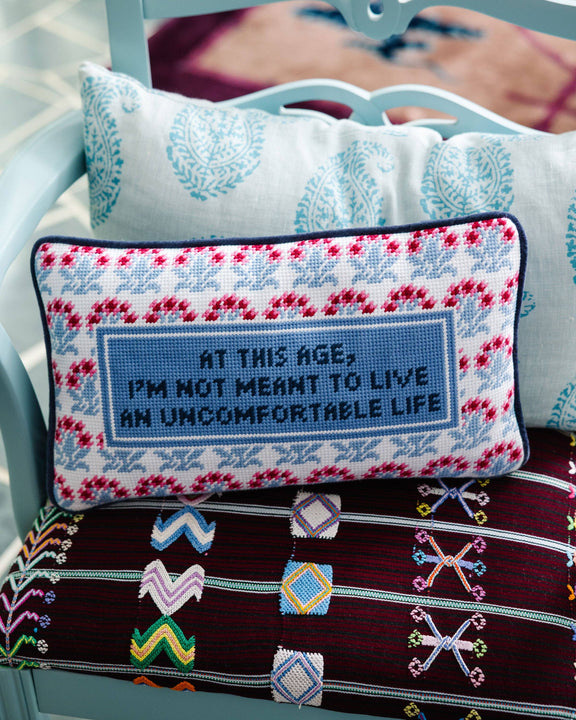 Uncomfortable Life Needlepoint Pillow - Jennie Dots 