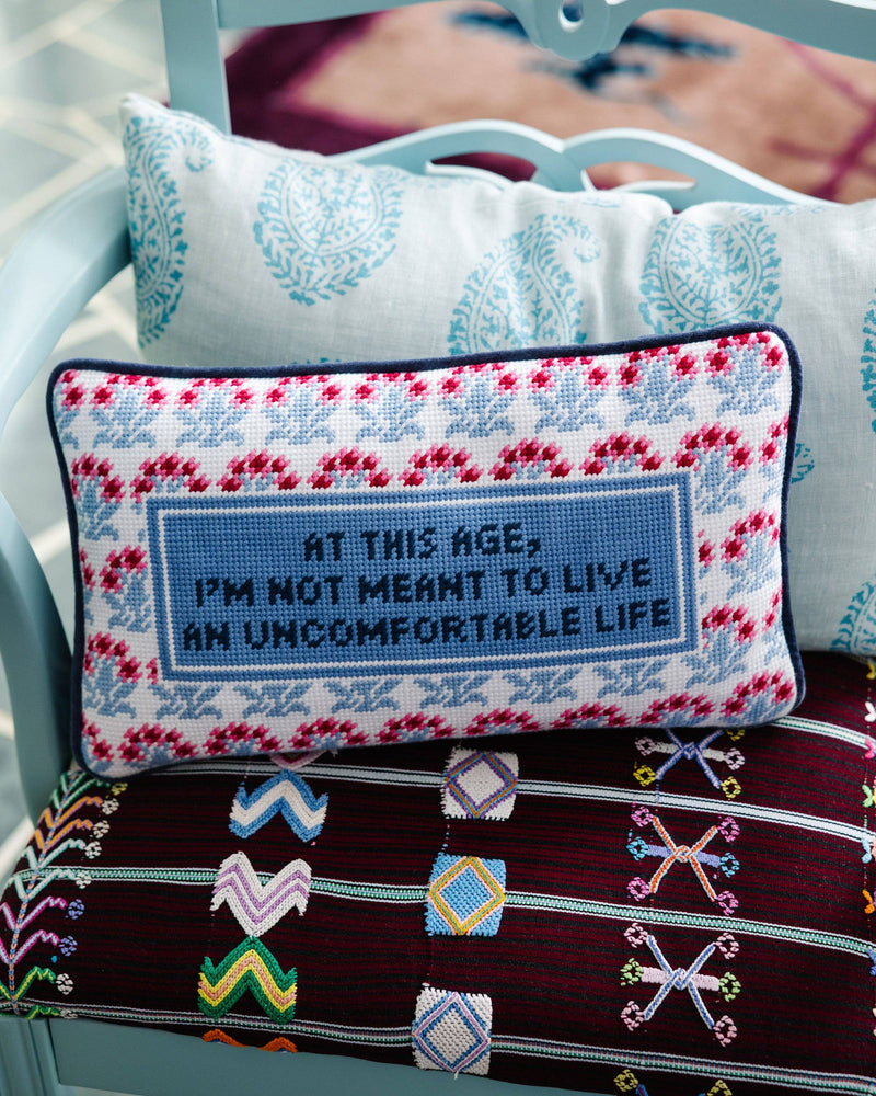 Uncomfortable Life Needlepoint Pillow - Jennie Dots 