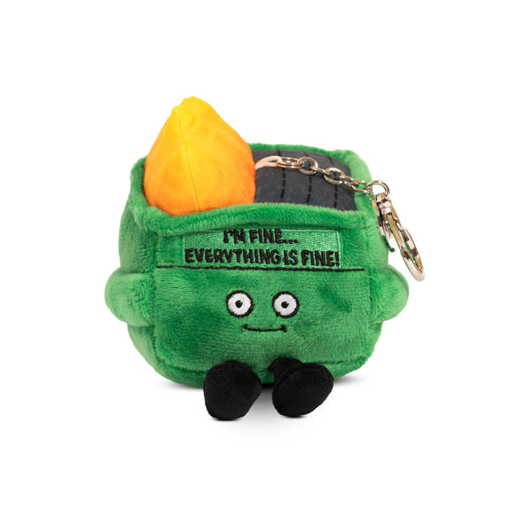 Green plush keychain with a yellow top on a white background