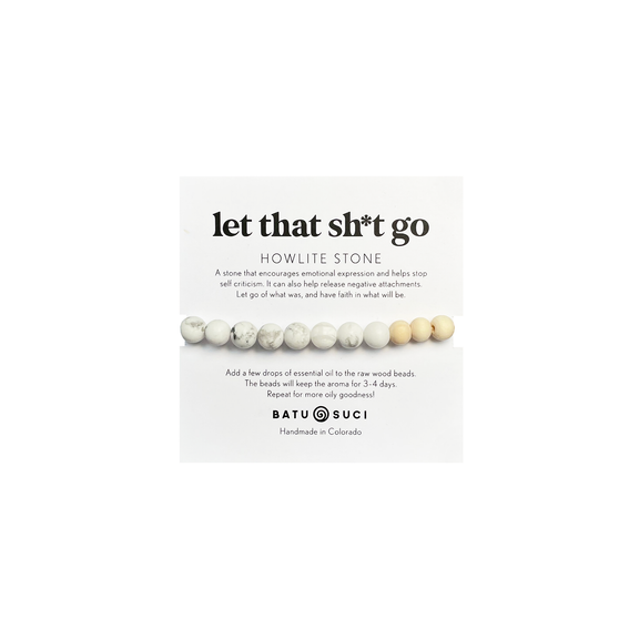 Let That Sh*t Go Diffuser Bracelet  |  Howlite Aromatherapy Bracelet - Jennie Dots