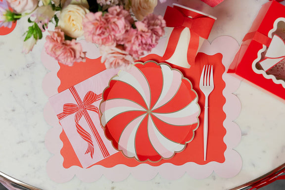 Bonjour Fête - RED & PINK PRESENT LARGE NAPKINS - Jennie Dots