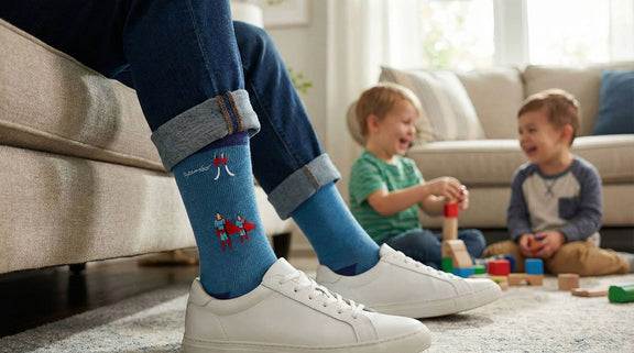 “Superdad" - Father & Son Themed Embroidered Pima Socks - Jennie Dots 