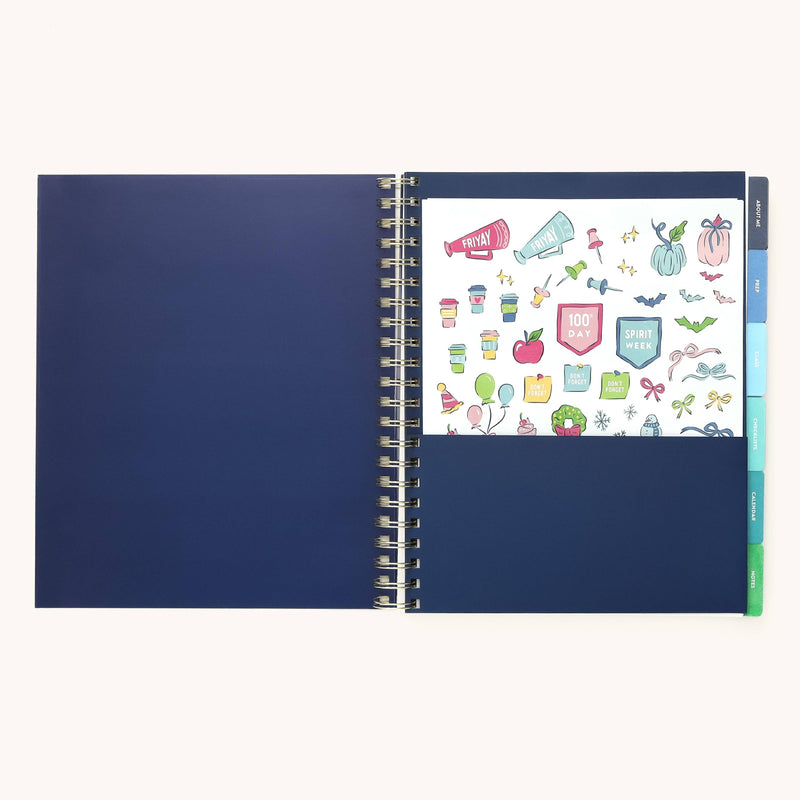 Simplified by Emily Ley - 2026-2027 Softcover Simplified Teacher Planner - Floral Stripe - Jennie Dots