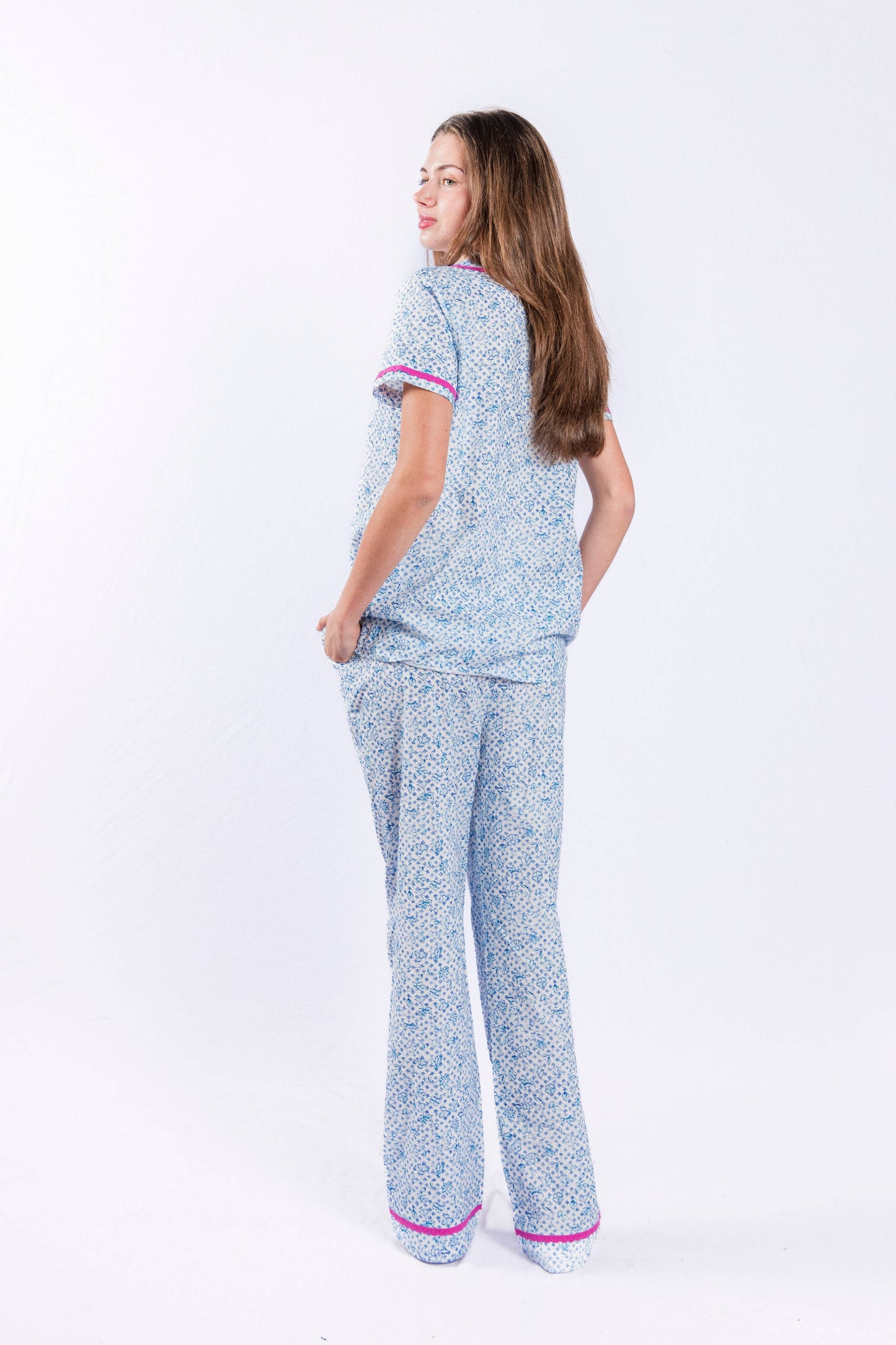 Dutch Lily Short Sleeve Button Down Pant Set Pajamas