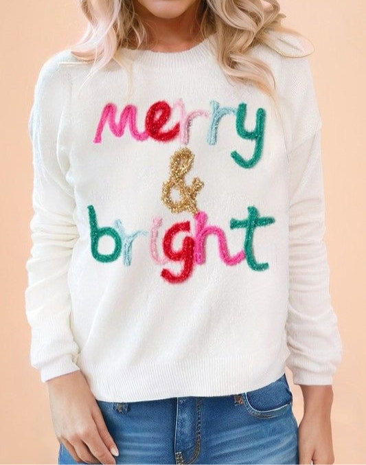 Merry & Bright Round Neck Casual Sweater