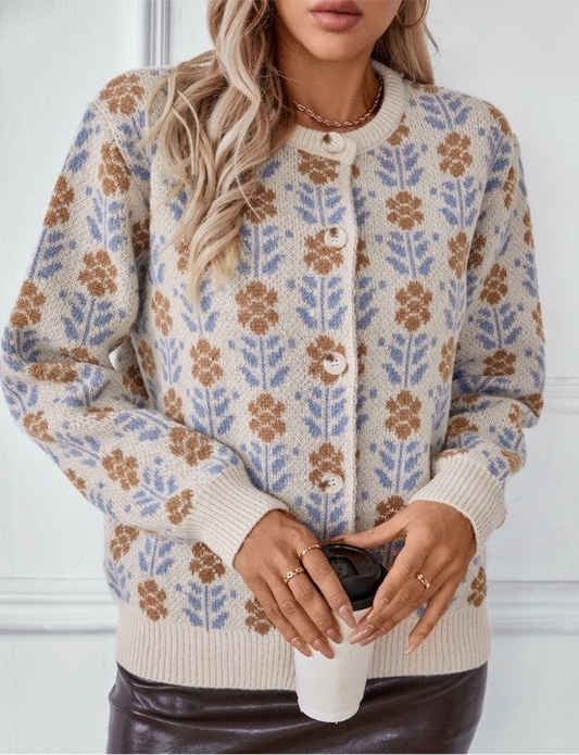 Floral button front cardigan