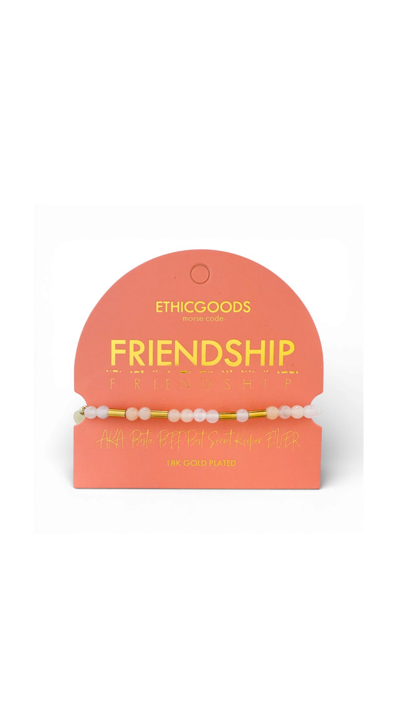 Morse Code Gold & Stone Beaded Bracelet | FRIENDSHIP