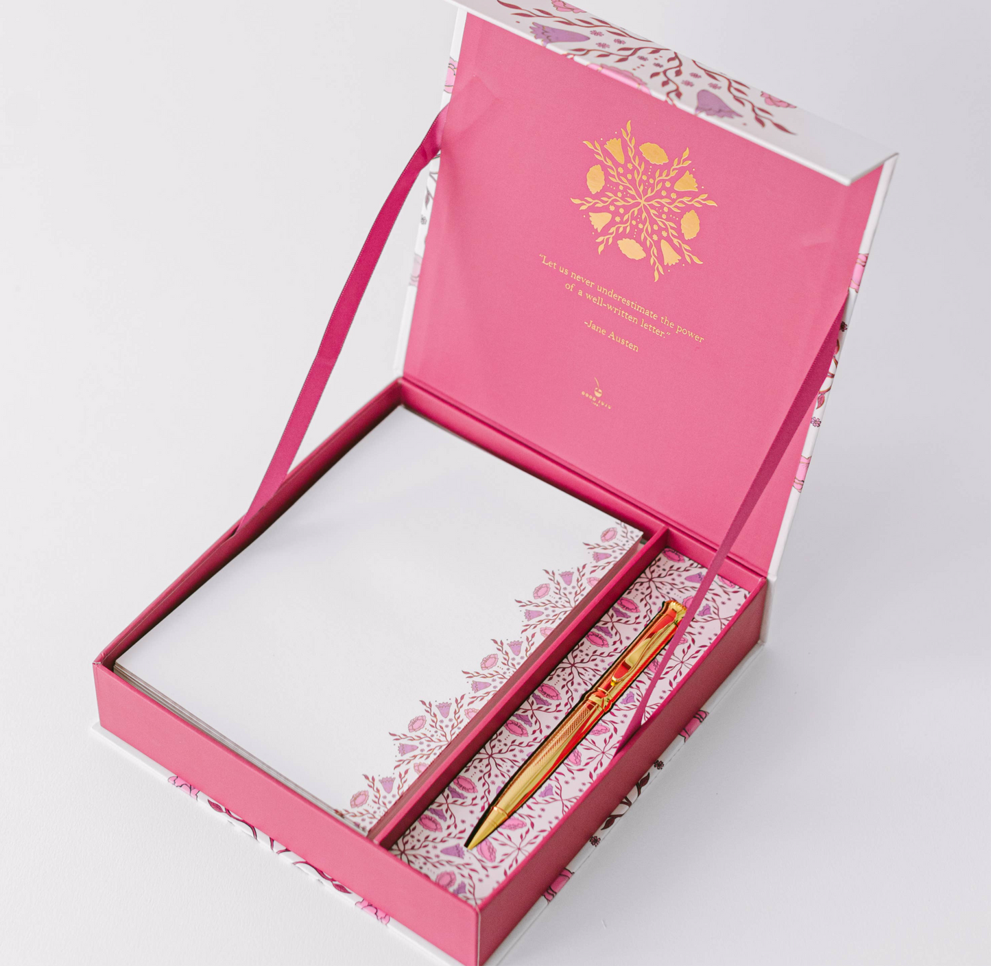 Folk Pattern Luxury Stationery Set - Pink/Purple