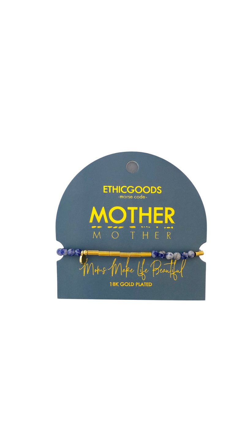 Morse Code Gold & Stone Beaded Bracelet | MOTHER