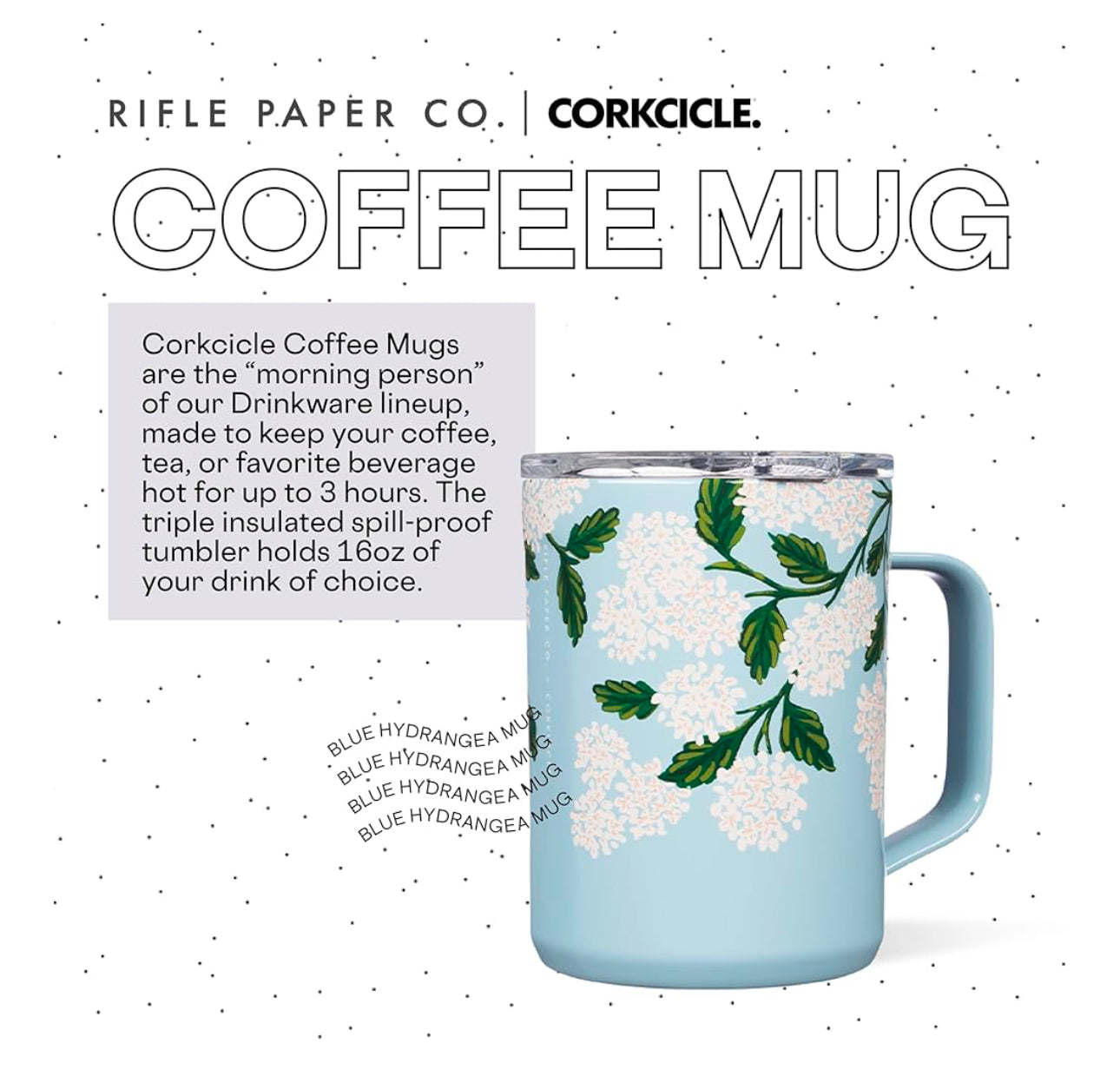 Corkcicle Tumbler Rifle Paper Co. Triple Insulated Stainless Steel Travel Mug