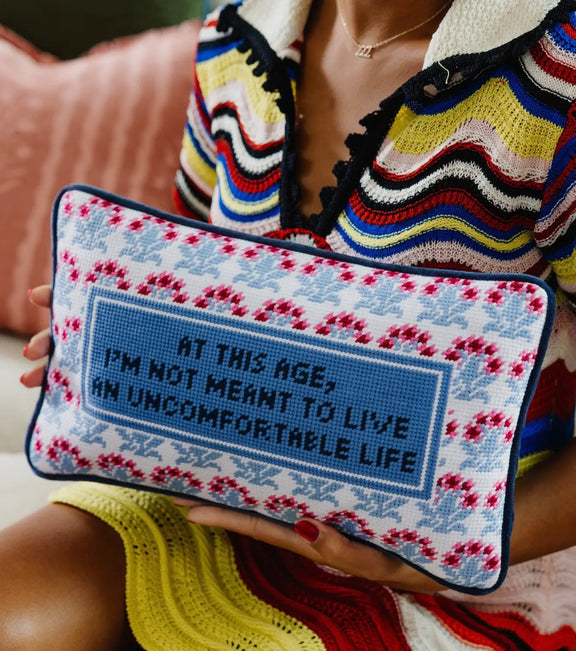 Uncomfortable Life Needlepoint Pillow - Jennie Dots 