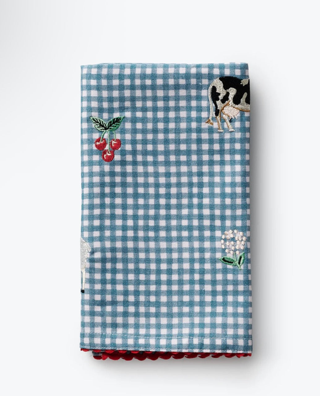 Rifle Paper Co. - Country Farm Gingham Embroidered Tea Towel