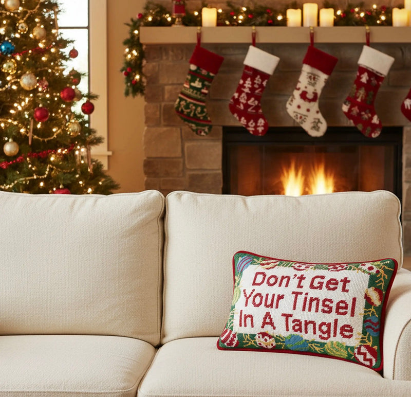 Peking Handicraft - Don’t get your tinsel in a tangle needlepoint pillow