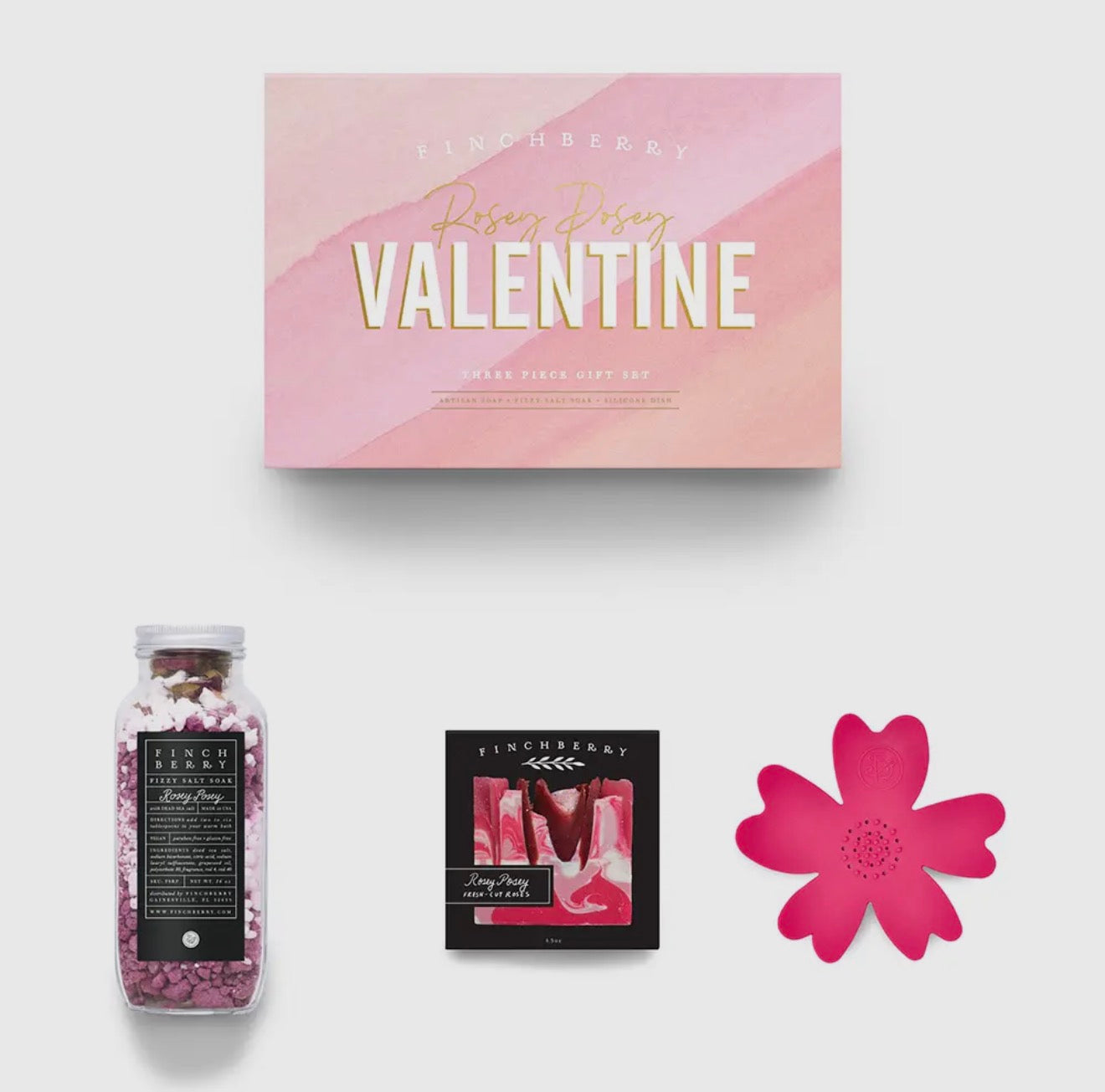 Finchberry Rosey Posey Valentine Gift Set – 3-Piece Bath & Body Collection