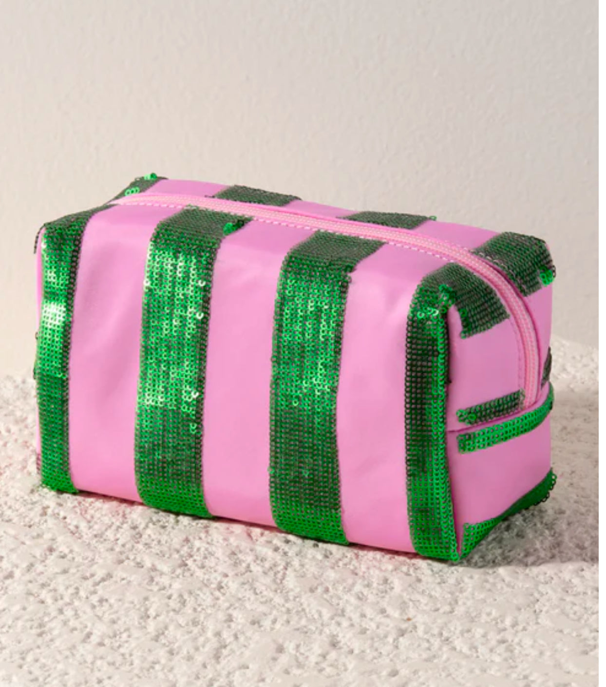 Pink & Green Glimmer Stripe Pouch