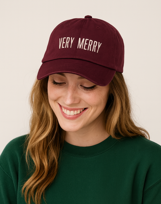 Very Merry - Cotton Baseball Hat by Alphabet Bags UK