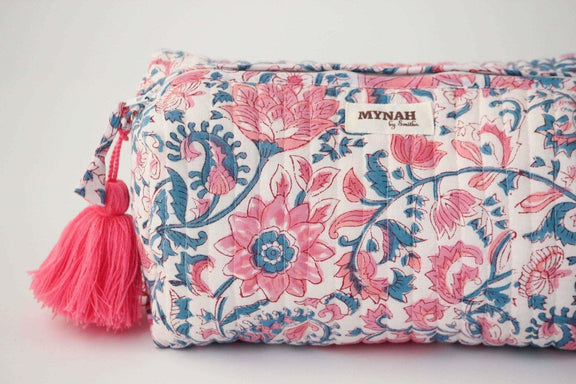 Hand Block Printed Quilted Travel Bag – Large - Jennie Dots 