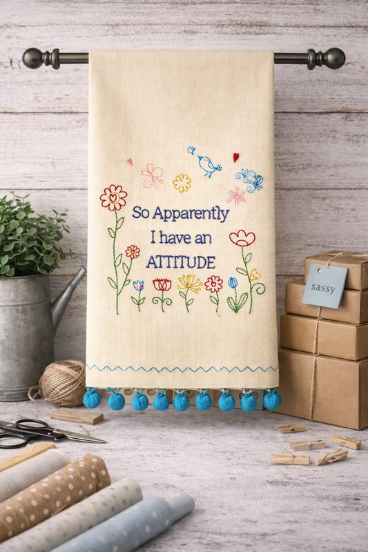“So Apparently I Have an Attitude” Kitchen Towel - Jennie Dots
