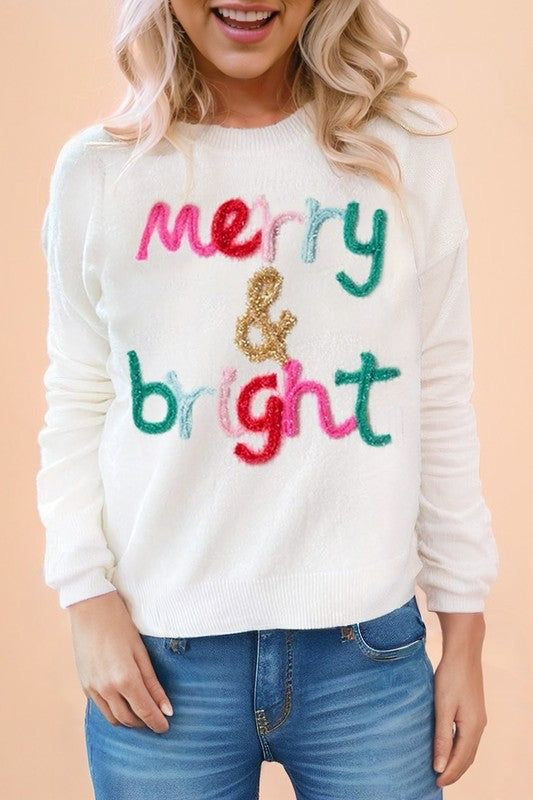 Merry & Bright Round Neck Casual Sweater