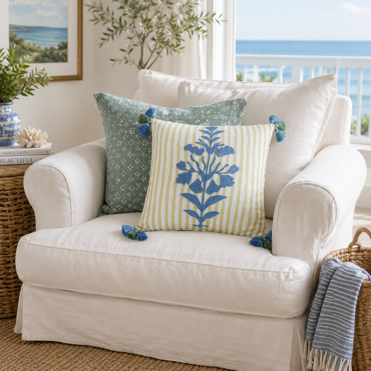 Hamilton Crewel Embroidered Decorative Pillow
- Spartina