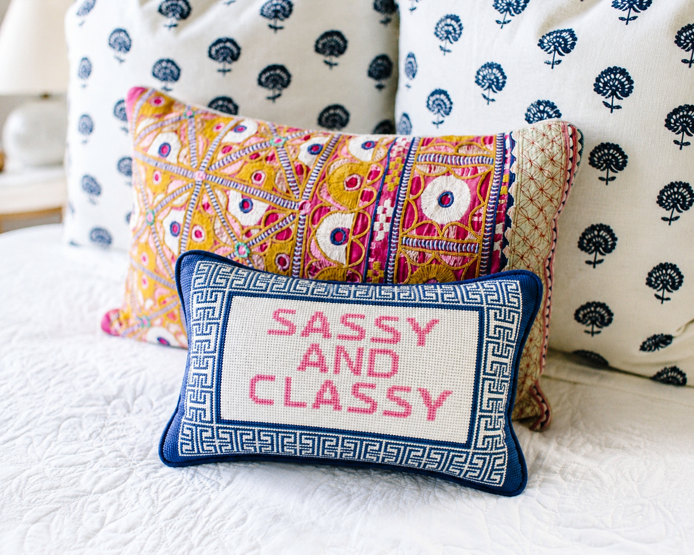 Sassy And Classy Embroidered Pillow