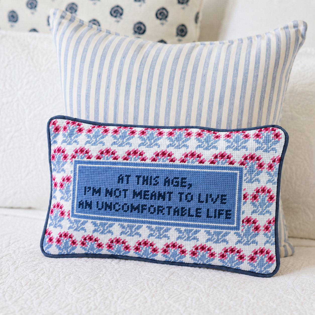 Furbish Studio - Uncomfortable Life Needlepoint Pillow