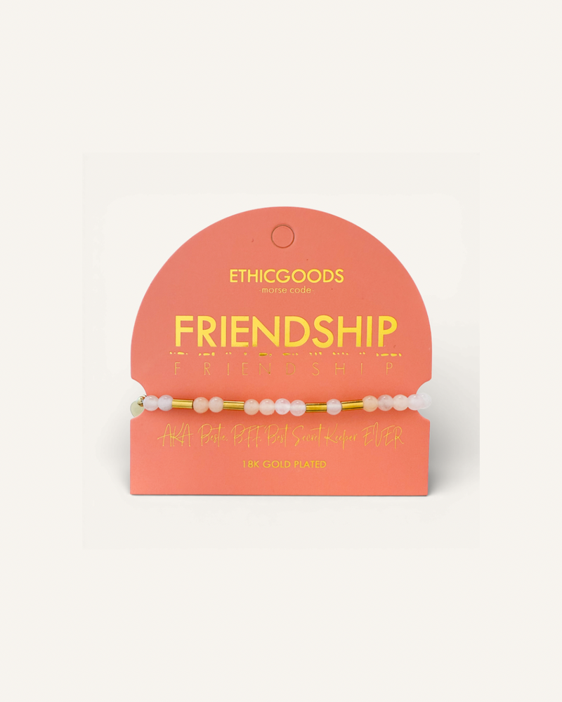 Morse Code Gold & Stone Beaded Bracelet | FRIENDSHIP