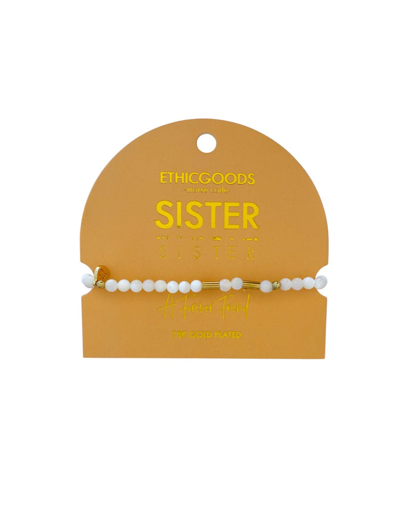 Morse Code Gold & Stone Beaded Bracelet | SISTER