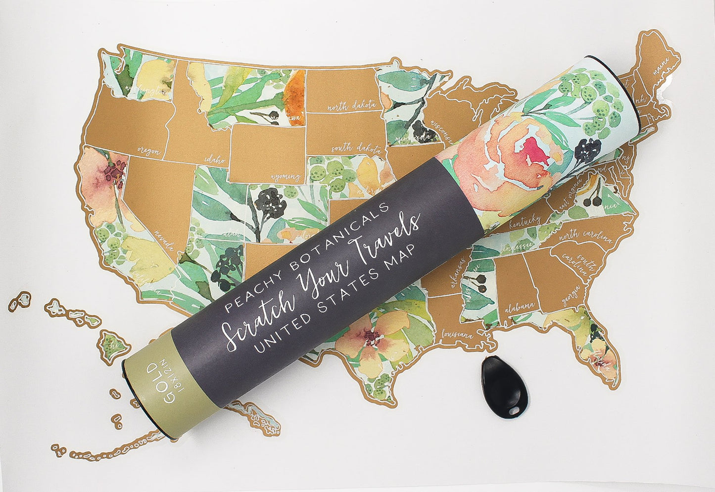 Scratch Your Travels Peachy Botanicals USA Map