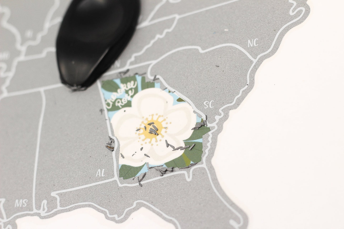 Scratch Your Travels® Official US State Flowers Map (Silver)