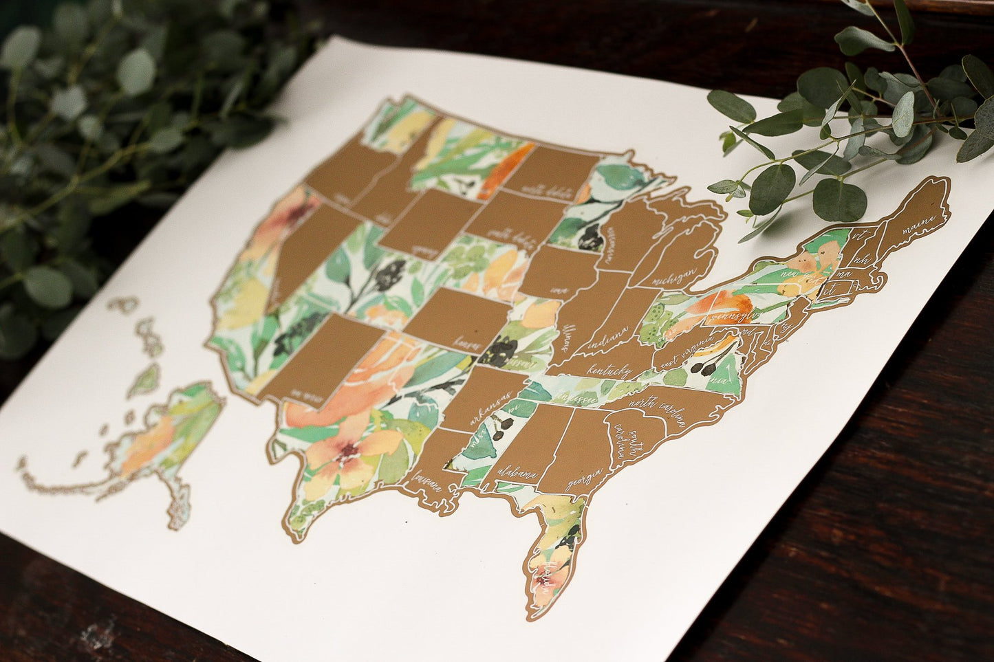 Scratch Your Travels Peachy Botanicals USA Map