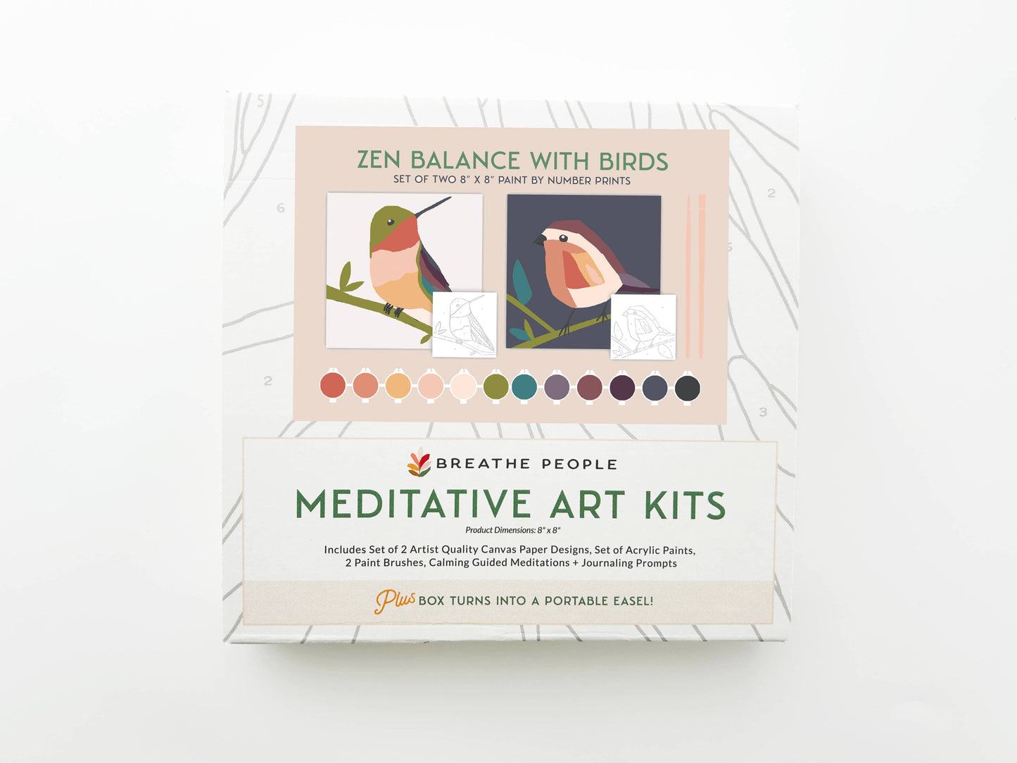 Zen Balance with  Birds Meditative Art Paint by Number Kit