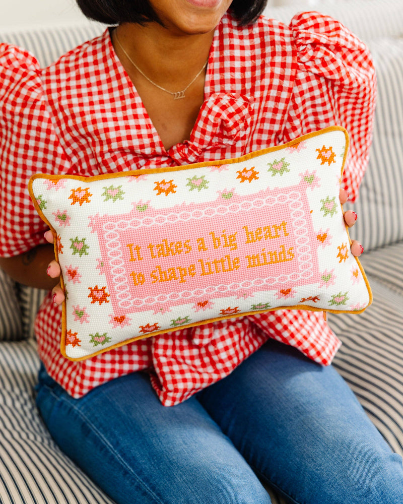 Big Heart Needlepoint Pillow - Jennie Dots 