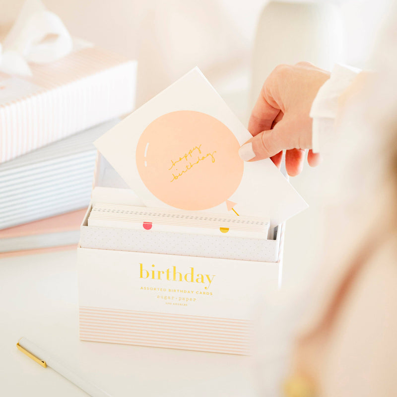 Sugar Paper - Birthday Card Box | 12 Assorted Birthday Cards