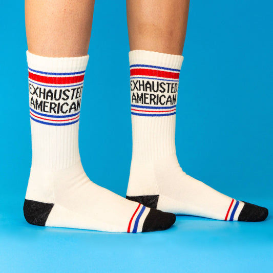 Gumball Poodle - Exhausted American Gym Crew Socks - Jennie Dots