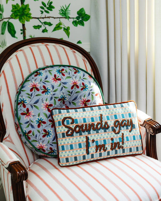 Sounds Gay Needlepoint Pillow - Jennie Dots 