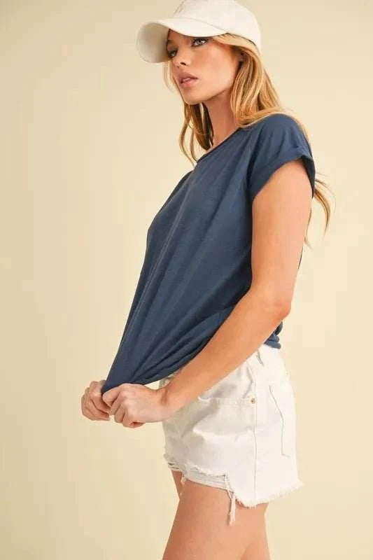 Aemi + Co Lettuce Edge Round Neck Short Sleeve T-Shirt - Jennie Dots