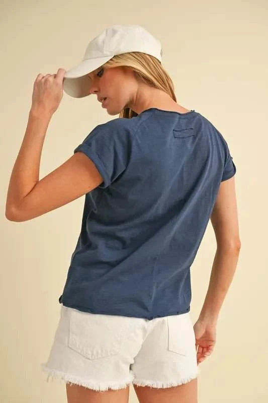 Aemi + Co Lettuce Edge Round Neck Short Sleeve T-Shirt - Jennie Dots