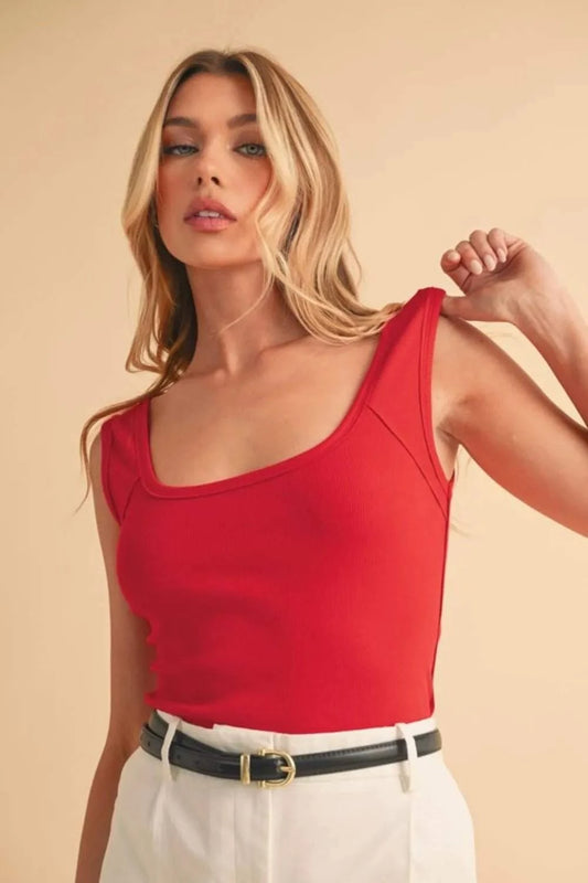 Aemi+Co Square Neck Wide Strap Tank - Jennie Dots