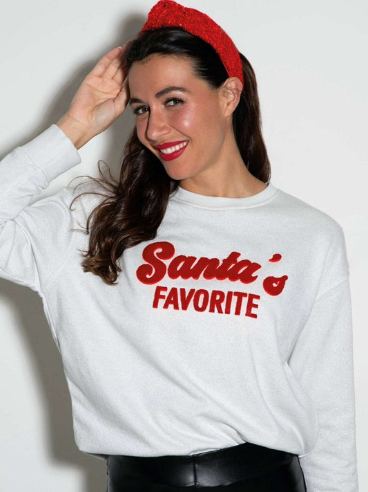 Almost Sold Out! The Shimmer "SANTA'S FAVORITE" Embellished Sweatshirt - Jennie Dots