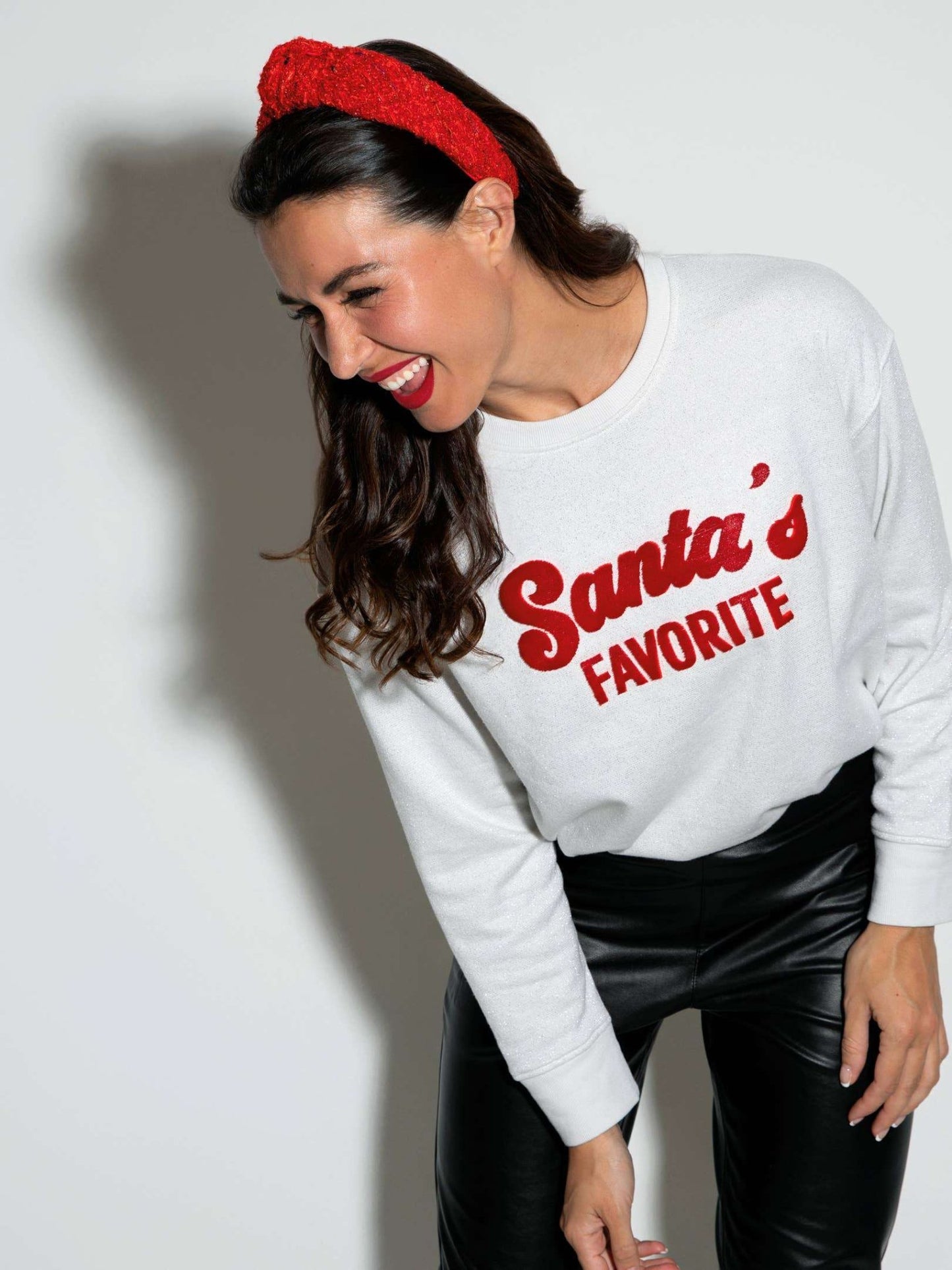 Almost Sold Out! The Shimmer "SANTA'S FAVORITE" Embellished Sweatshirt - Jennie Dots