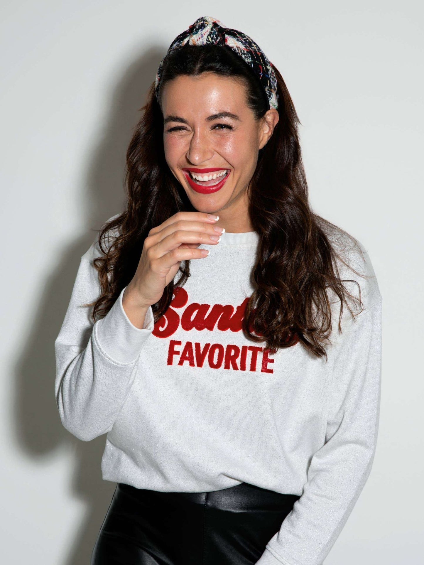 Almost Sold Out! The Shimmer "SANTA'S FAVORITE" Embellished Sweatshirt - Jennie Dots