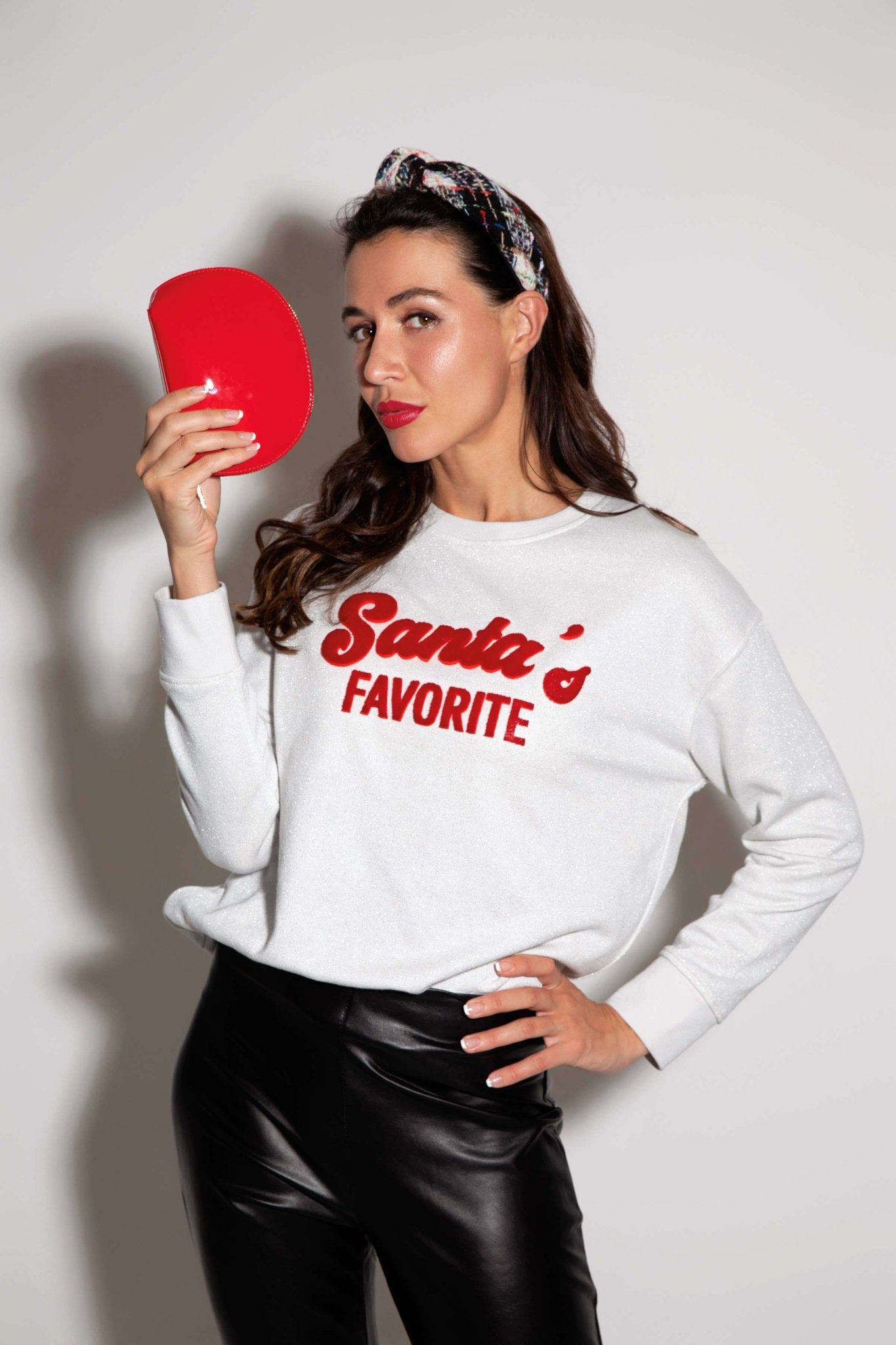 Almost Sold Out! The Shimmer "SANTA'S FAVORITE" Embellished Sweatshirt - Jennie Dots