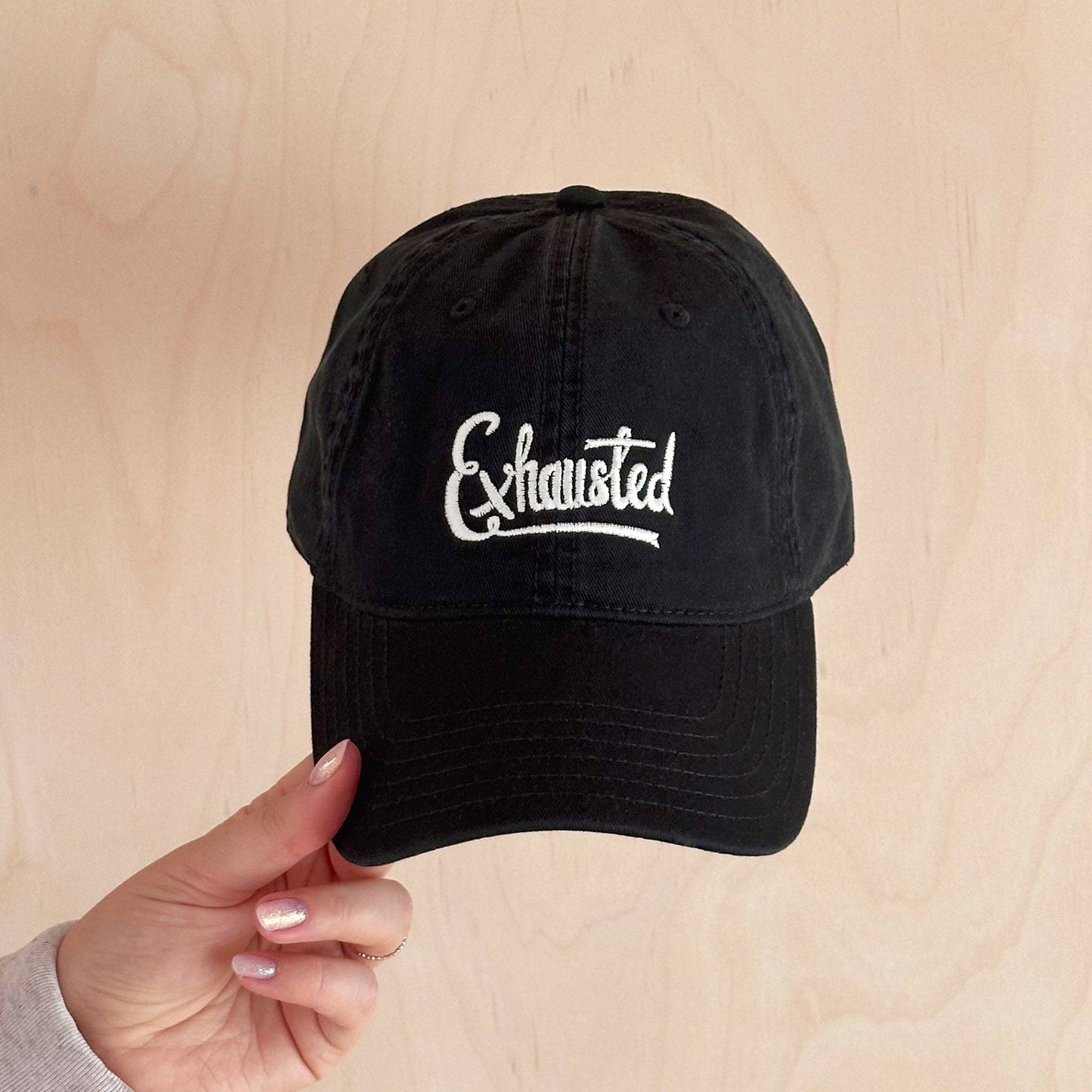 Alphabet Bags - Exhausted - Cotton Baseball Cap - Jennie Dots