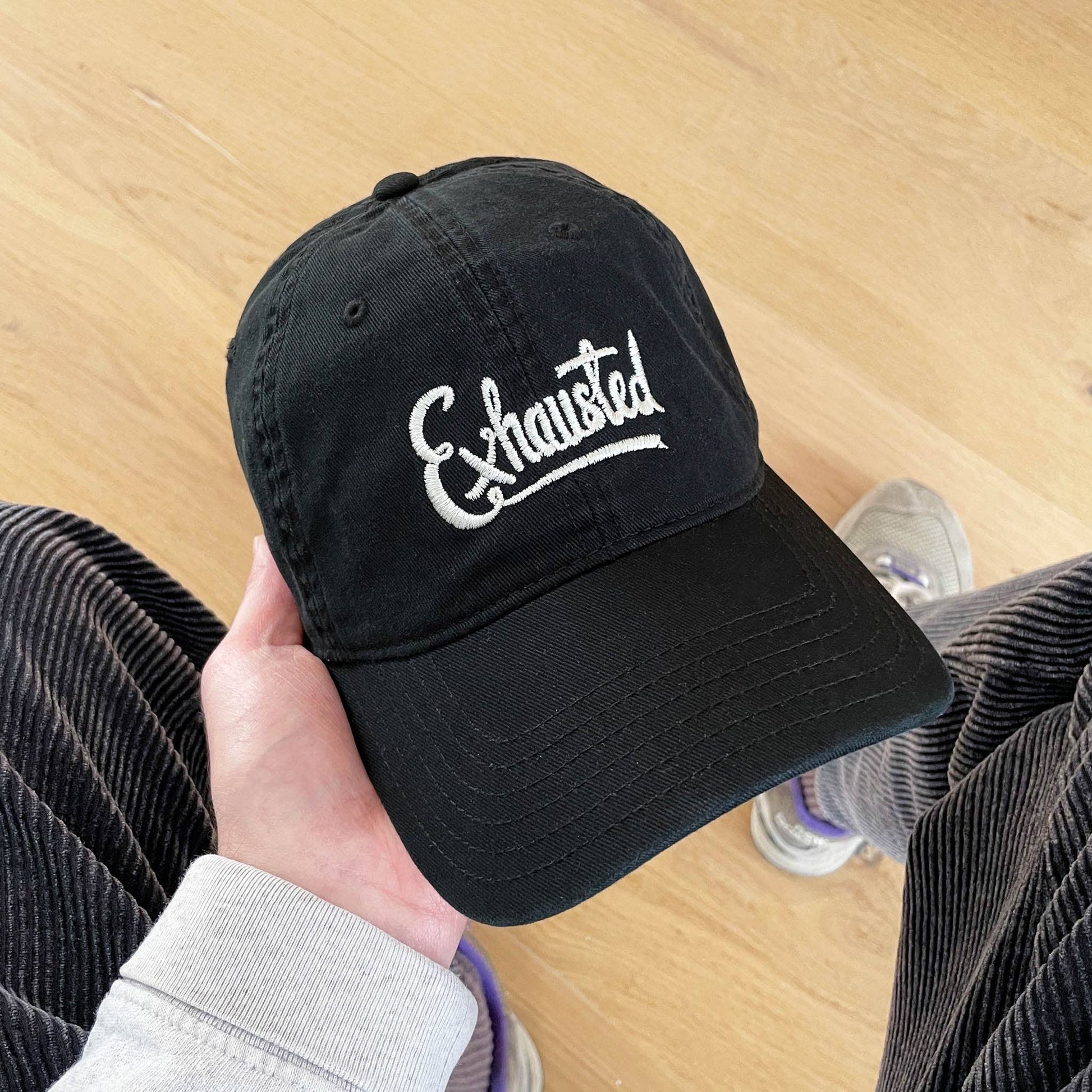 Alphabet Bags - Exhausted - Cotton Baseball Cap - Jennie Dots