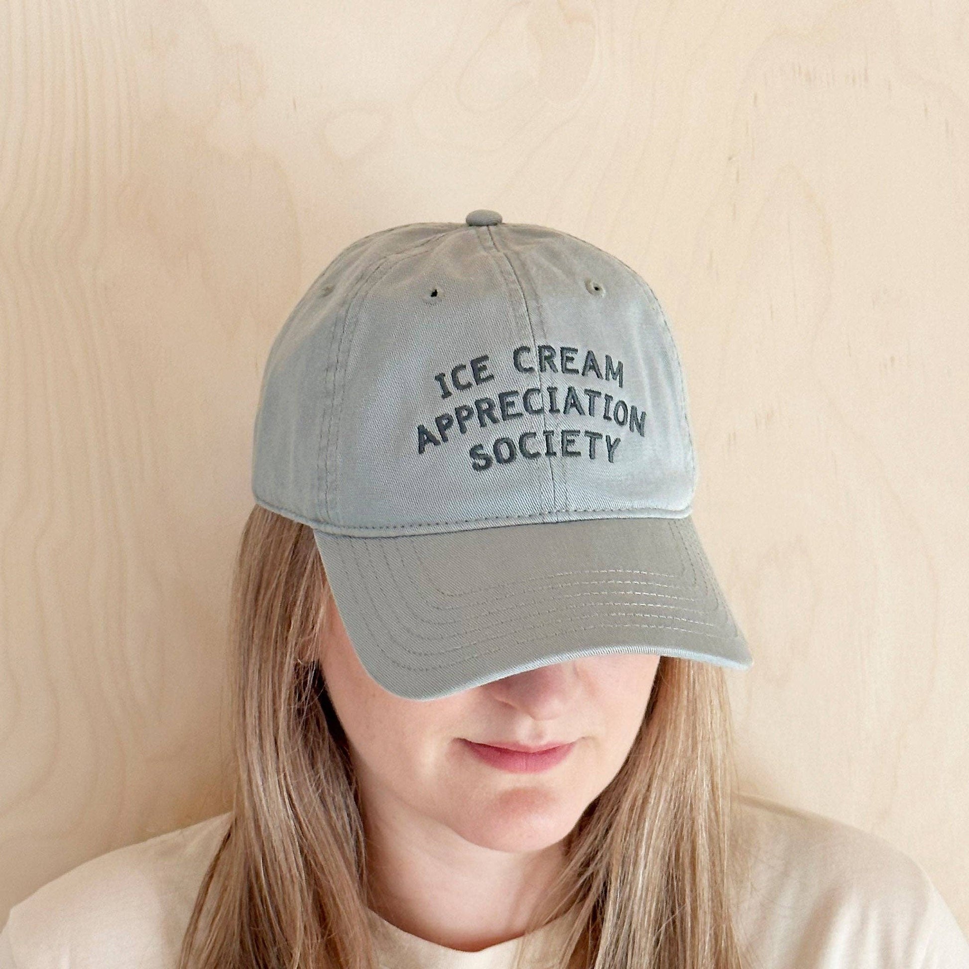 Alphabet Bags - Ice Cream Appreciation Society - Cotton Baseball Cap - Pale Vintage Blue - Jennie Dots