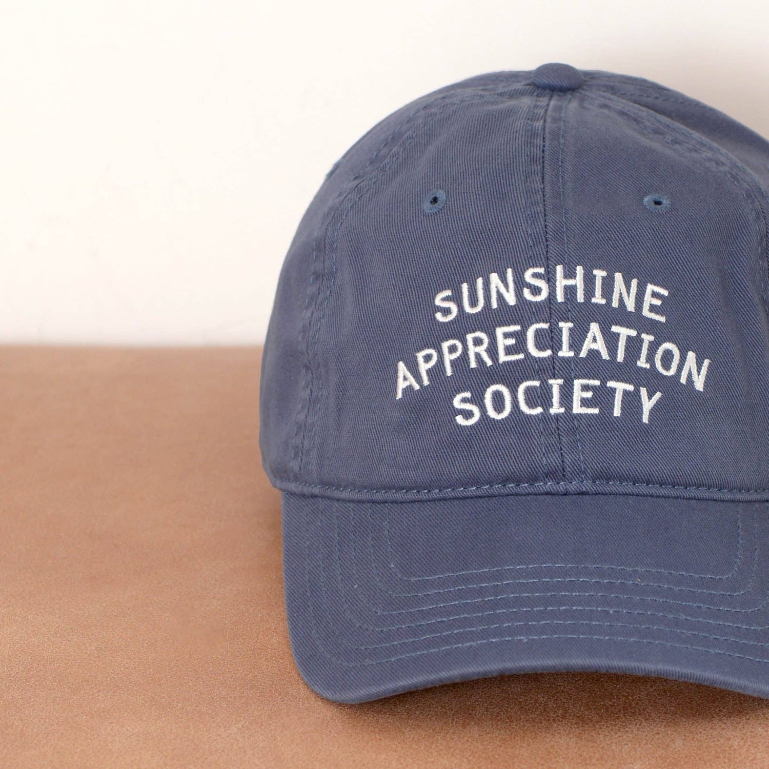 Alphabet Bags - Sunshine Appreciation Society - Cotton Baseball Cap - Vintage Blue - Jennie Dots