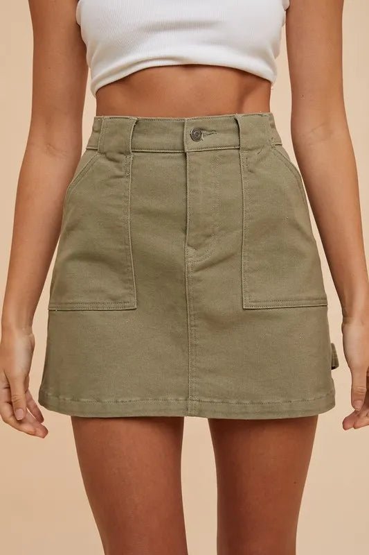 Annie Wear Cargo Denim Mini Skirt - Jennie Dots
